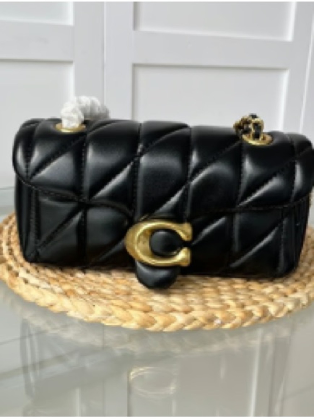 Coach Black Quilted Shoulder Bag with Gold C Lock